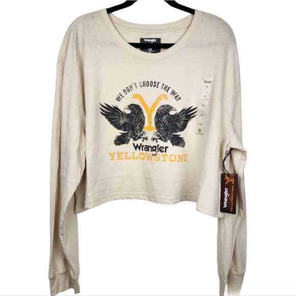 Wrangler Yellowstone Crop Top Long Sleeve Tee T-shirt Size XXL - Picture 1 of 13